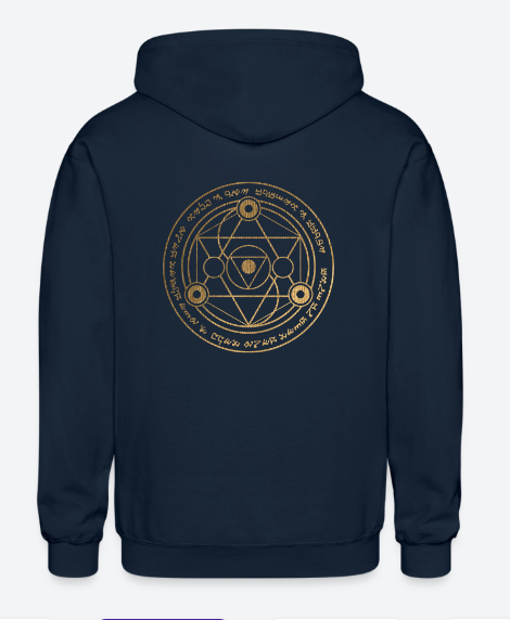 Ancient Love/Magen Protection Spell Amulet Gold Foil Heavy Blend Zip Hoodie