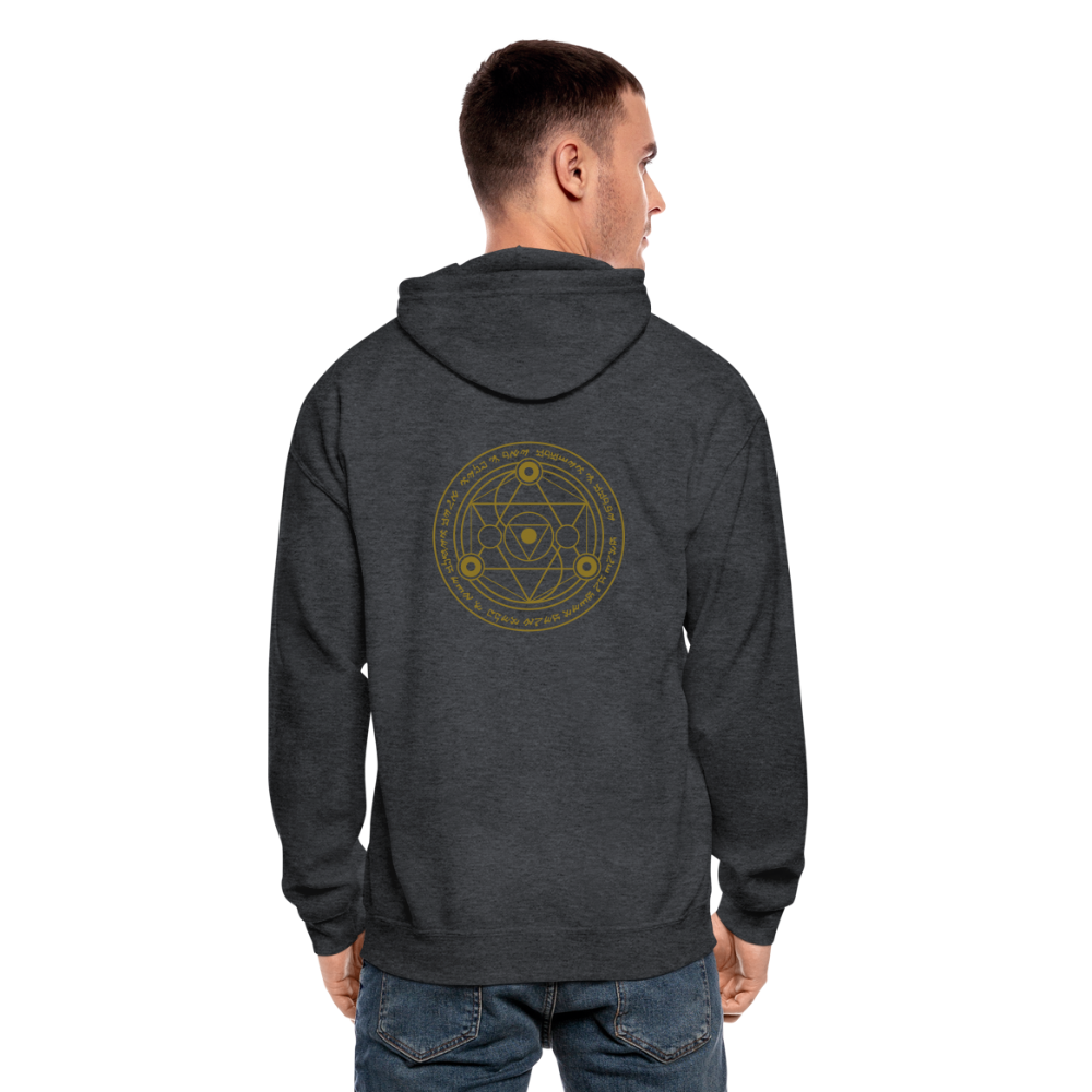 Ancient Love/Magen Protection Spell Amulet Gold Foil Heavy Blend Zip Hoodie - deep heather