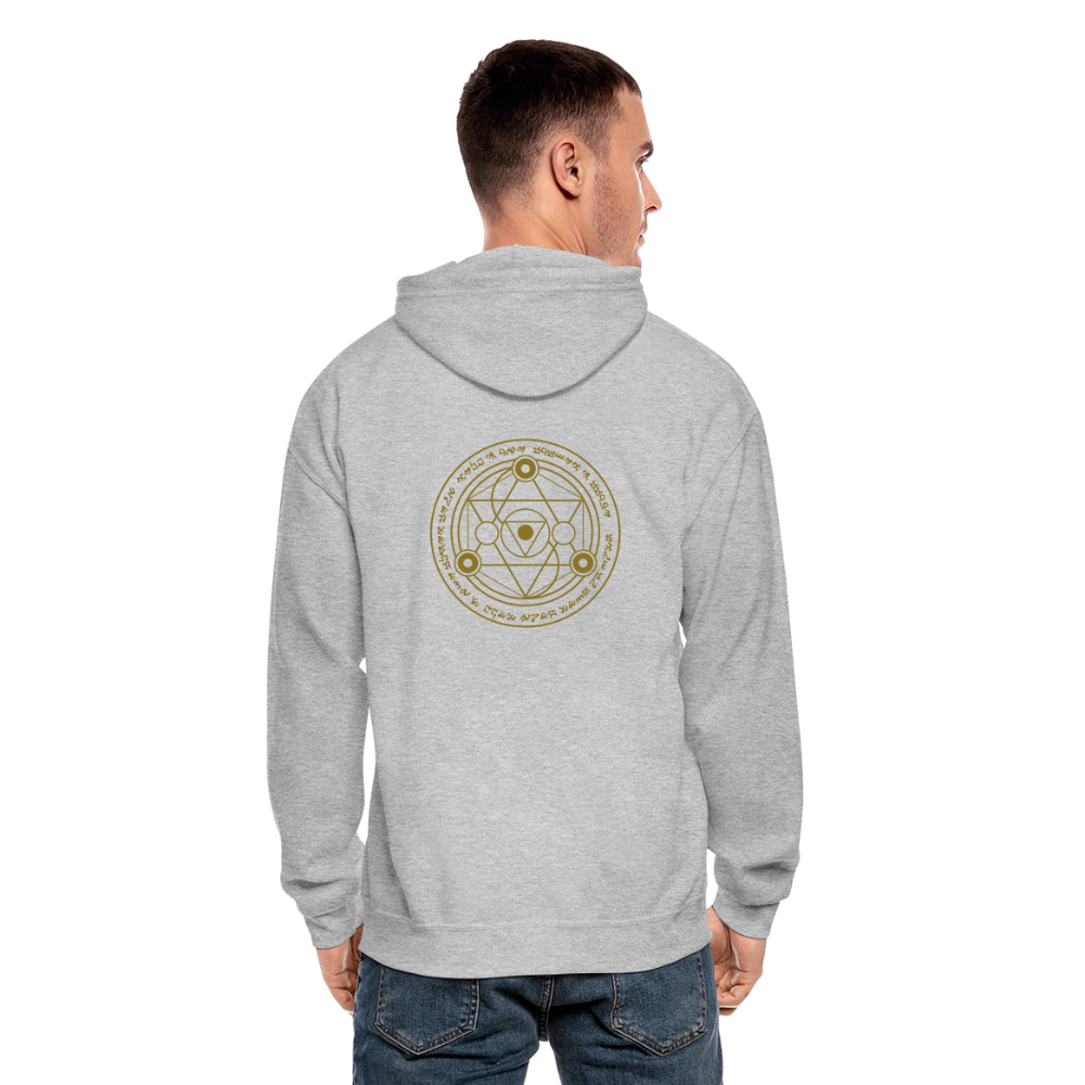 Ancient Love/Magen Protection Spell Amulet Gold Foil Heavy Blend Zip Hoodie - heather gray