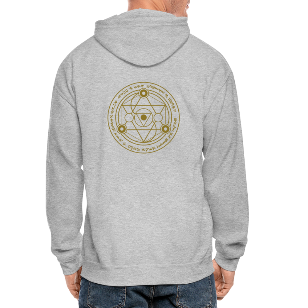 Ancient Love/Magen Protection Spell Amulet Gold Foil Heavy Blend Zip Hoodie - heather gray