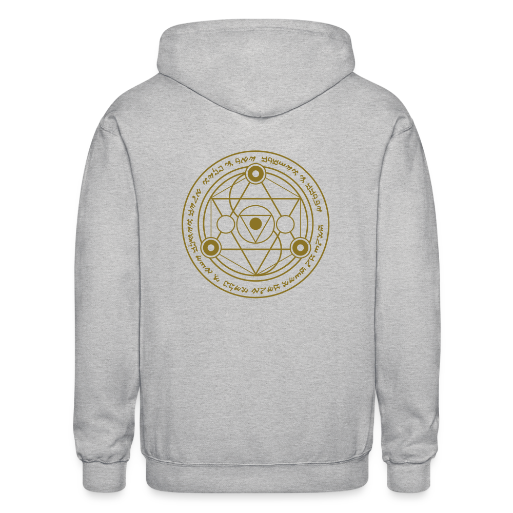 Ancient Love/Magen Protection Spell Amulet Gold Foil Heavy Blend Zip Hoodie - heather gray