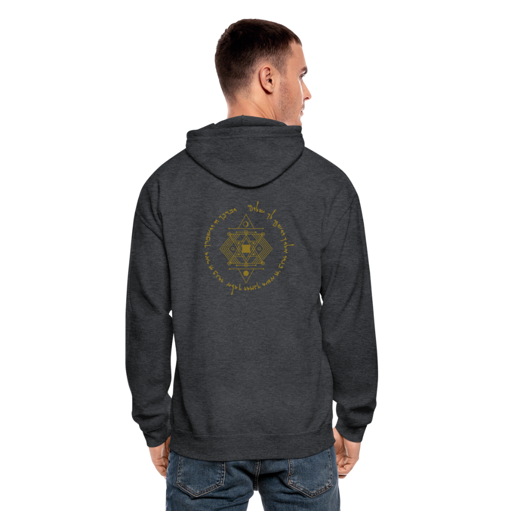 Ancient Love/Magen Protection Spell Amulet Gold Foil Heavy Blend Zip Hoodie - deep heather
