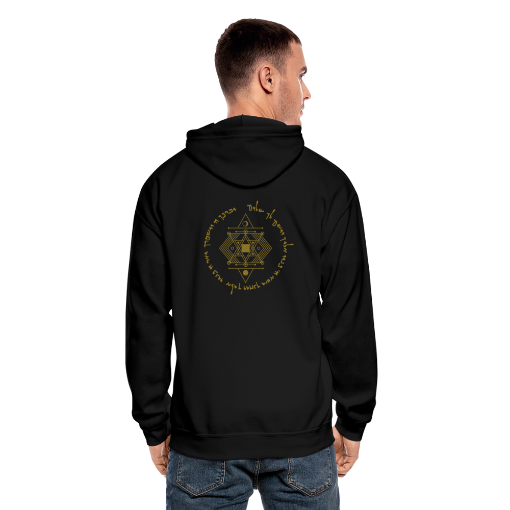 Ancient Love/Magen Protection Spell Amulet Gold Foil Heavy Blend Zip Hoodie - black