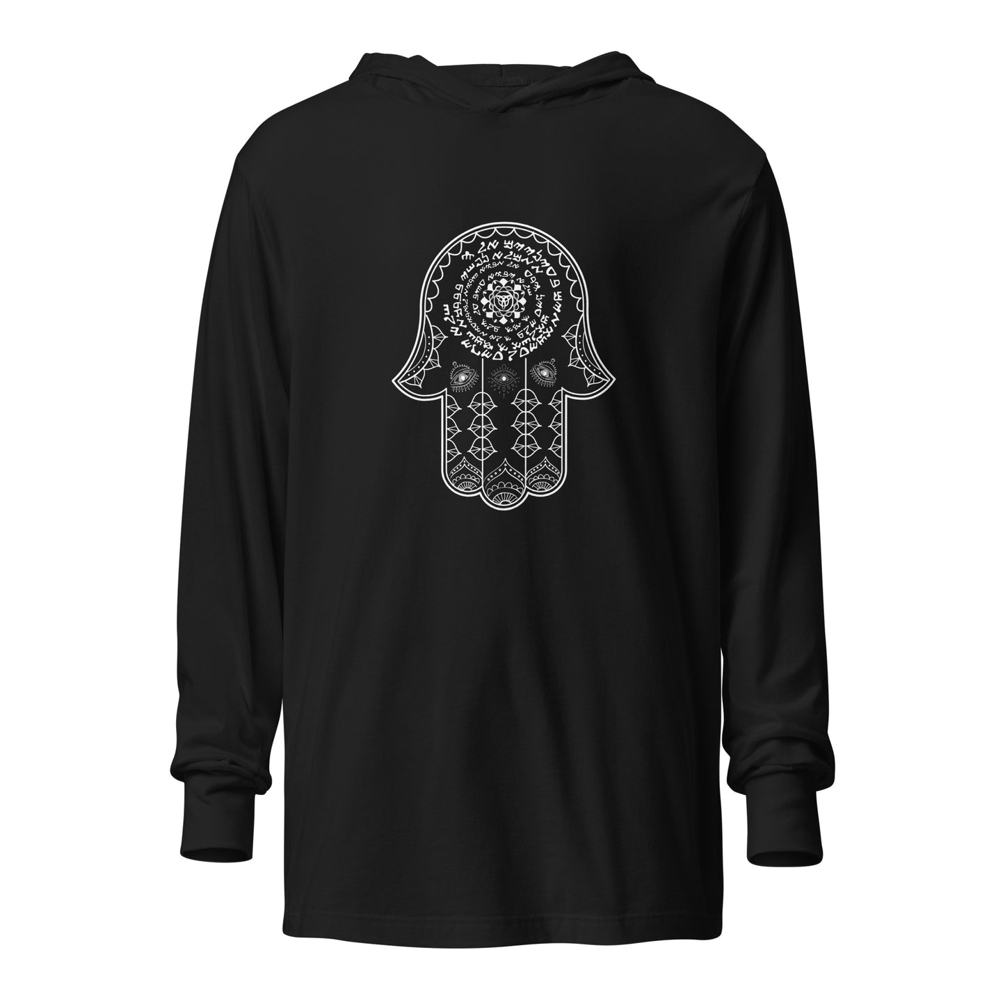 Hooded long-sleeve Hamsa Spell shirt