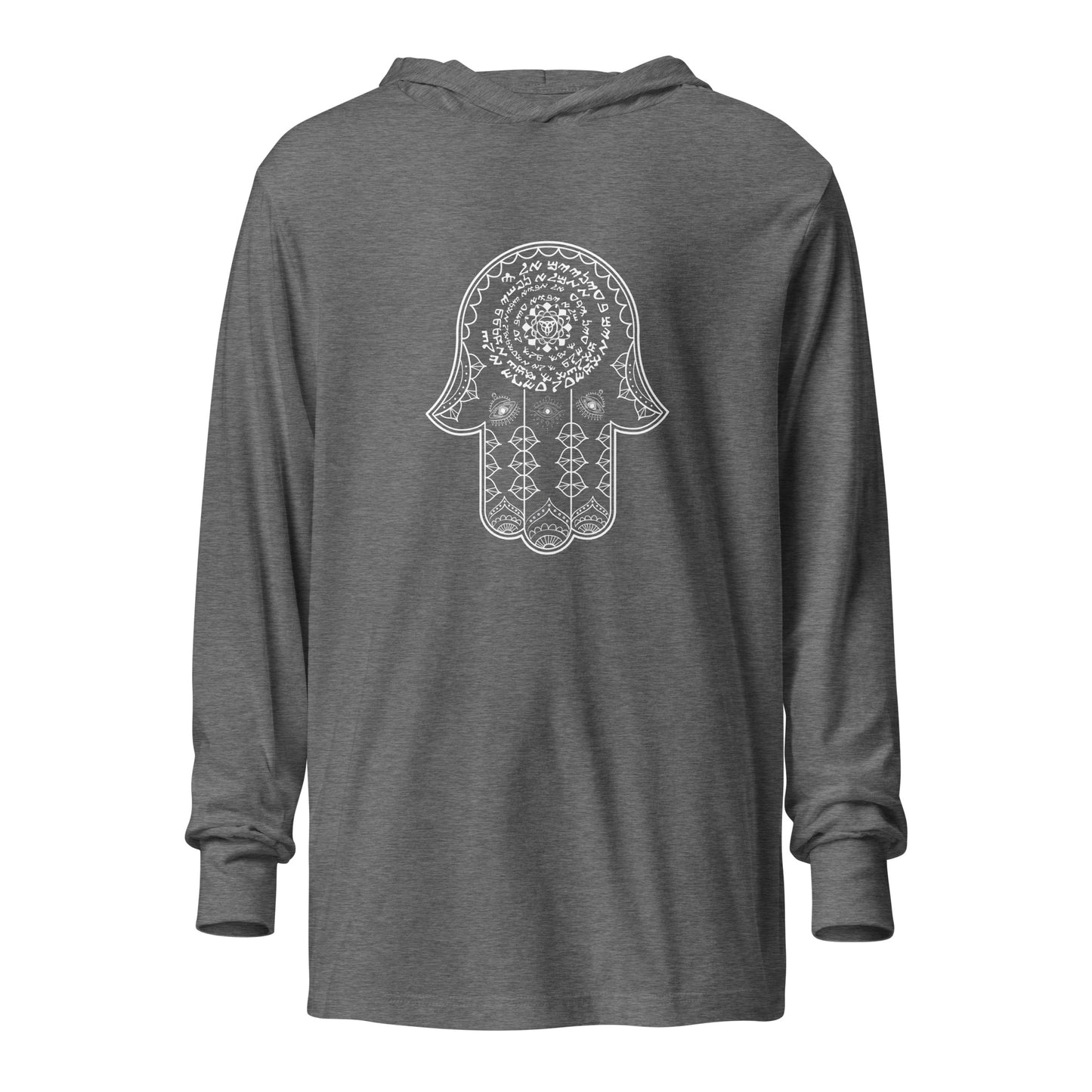 Hooded long-sleeve Hamsa Spell shirt
