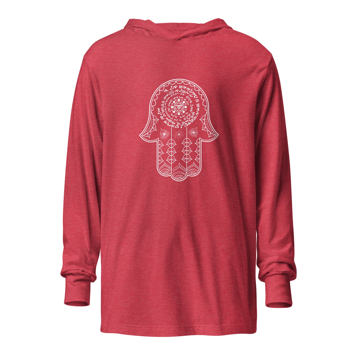 Hooded long-sleeve Hamsa Spell shirt