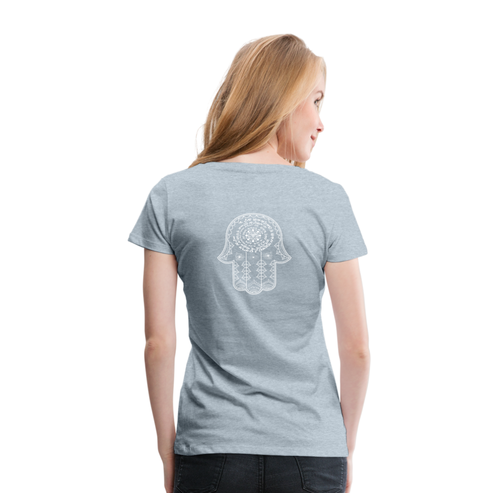 Hamsa Spell Womens T-Shirt - heather ice blue